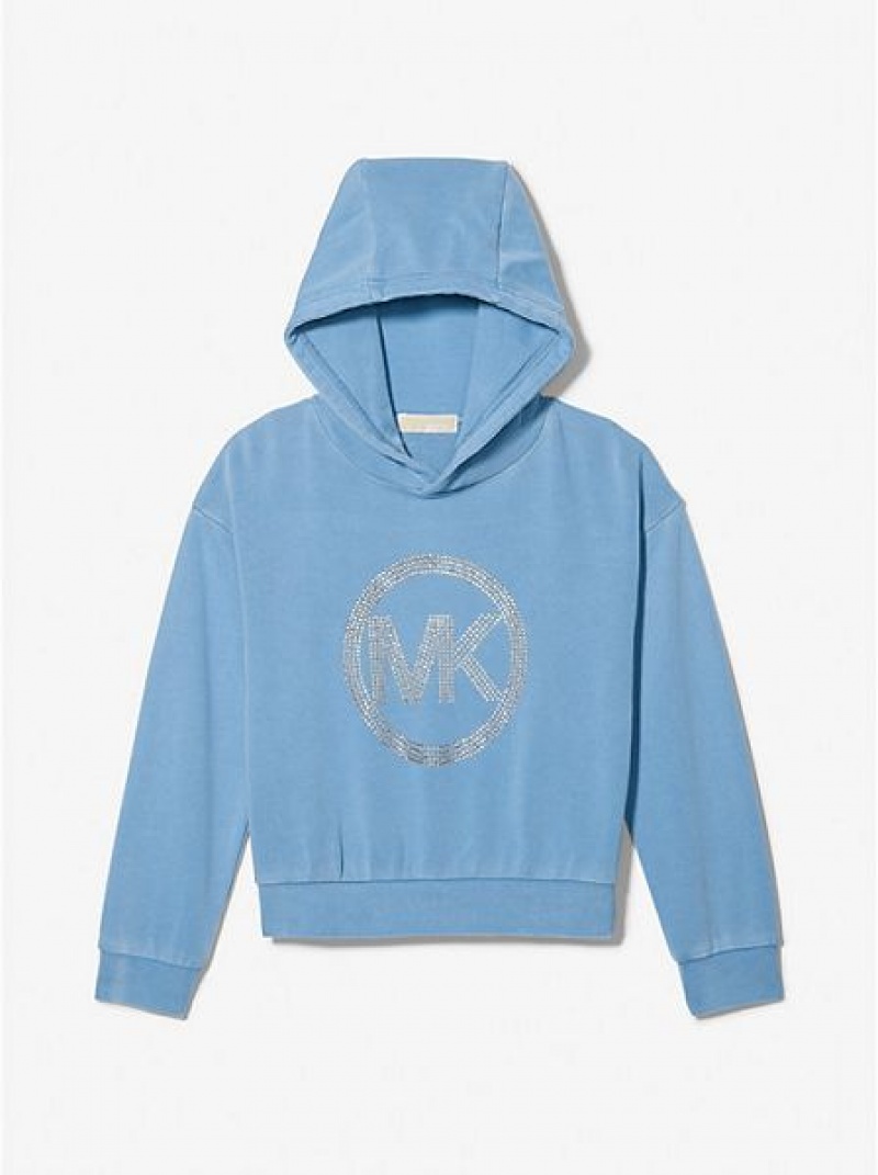 Michael Kors Embellished Logo Baumwoll Sweatshirts Kinder Blau | 193470-ZXK