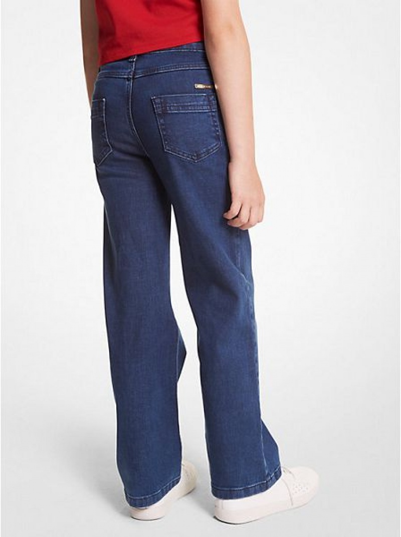 Michael Kors Embellished Stretch Baumwoll Jeans Kinder Blau | 264835-XHJ