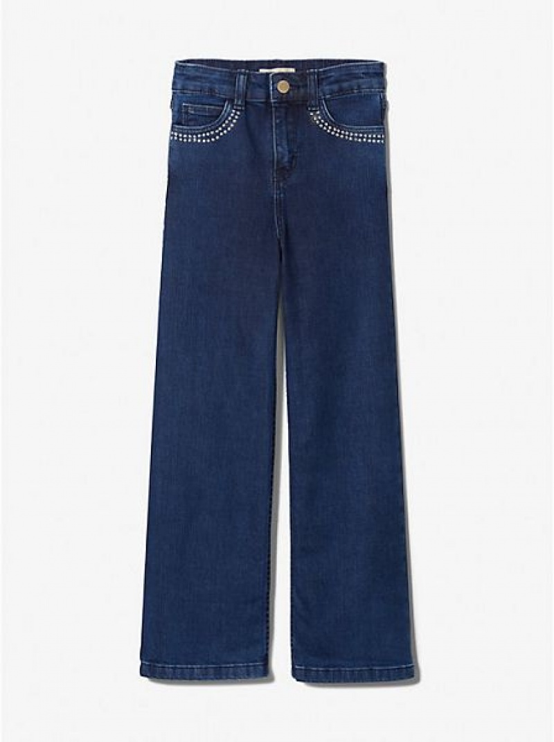 Michael Kors Embellished Stretch Baumwoll Jeans Kinder Blau | 264835-XHJ