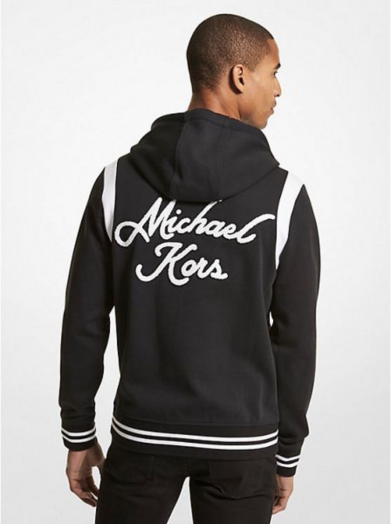 Michael Kors Embroidered Jersey Zip-up Hoodie Herren Schwarz | 126573-GUT