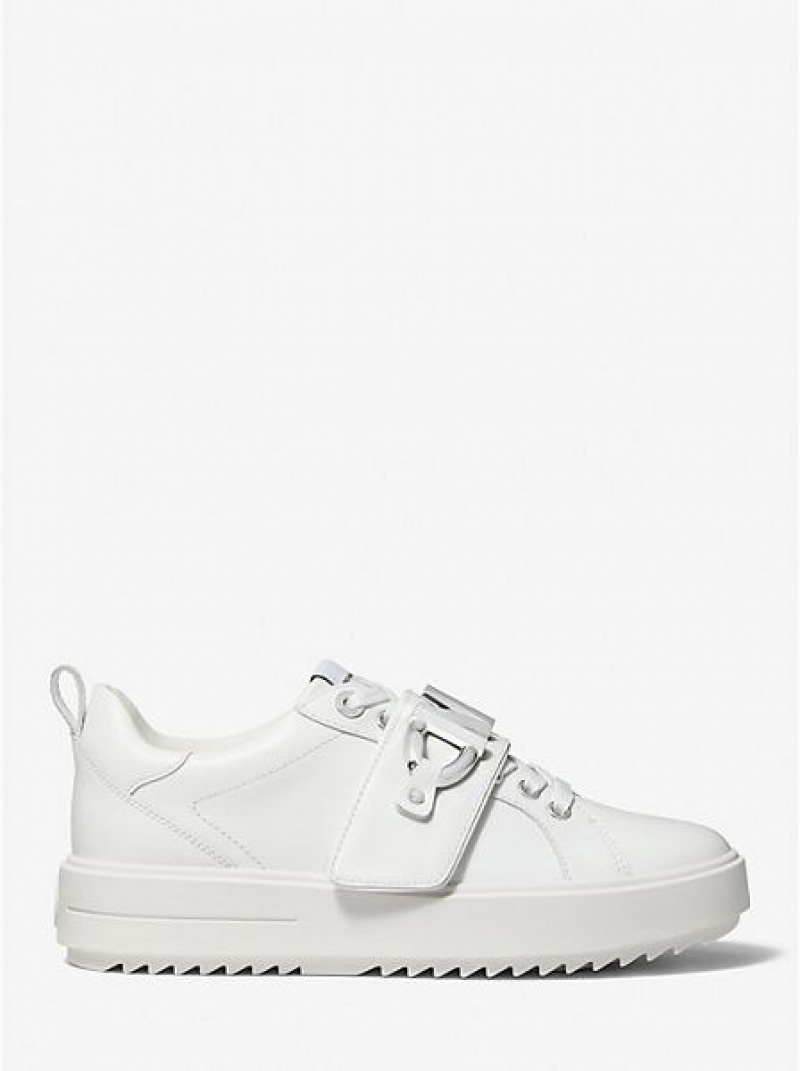 Michael Kors Emmett Logo Embellished Leder Sneakers Damen Weiß | 809742-BKU