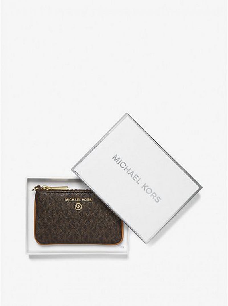 Michael Kors Extra-small Logo With Key Ring Kartenhülle Damen Braun | 260974-IVE