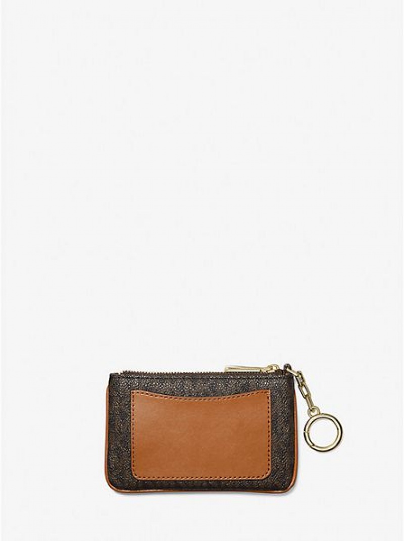 Michael Kors Extra-small Logo With Key Ring Kartenhülle Damen Braun | 260974-IVE