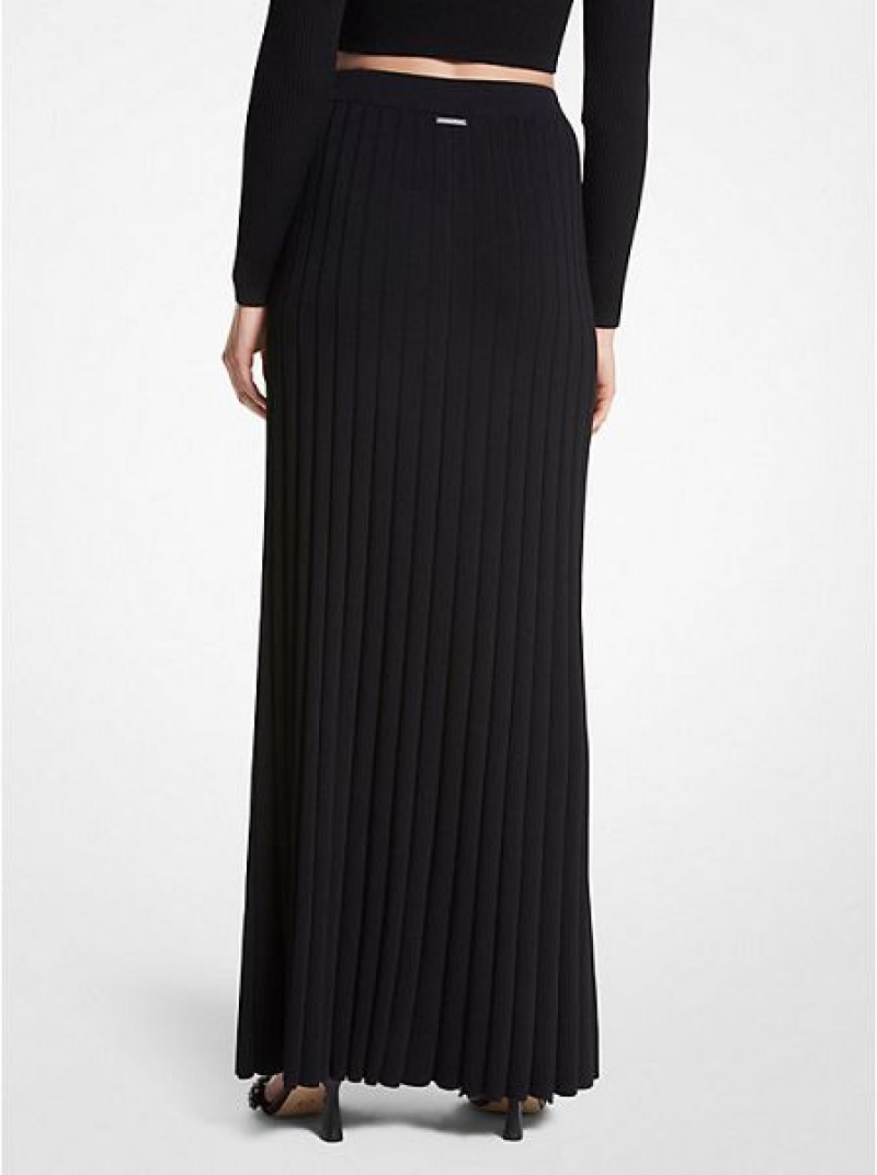 Michael Kors Gerippt Stretch Knit Maxi Röcke Damen Schwarz | 569471-RIU