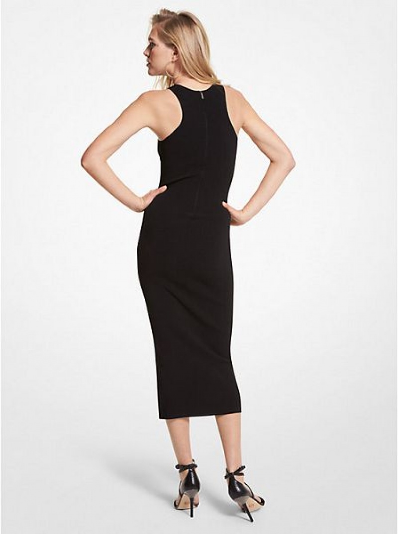 Michael Kors Gerippt Stretch Viscose Tank Kleider Damen Schwarz | 623054-JDY