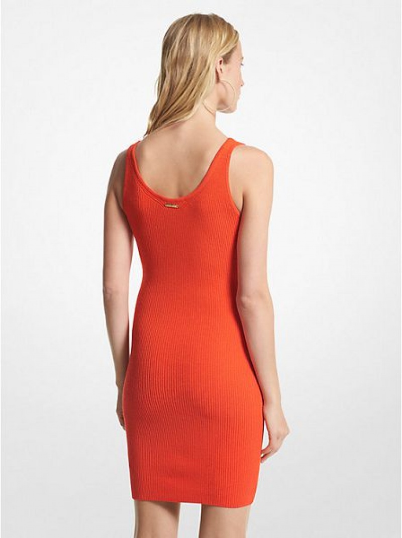 Michael Kors Gerippt Stretch Viscose Tank Kleider Damen Orange | 072965-VYT