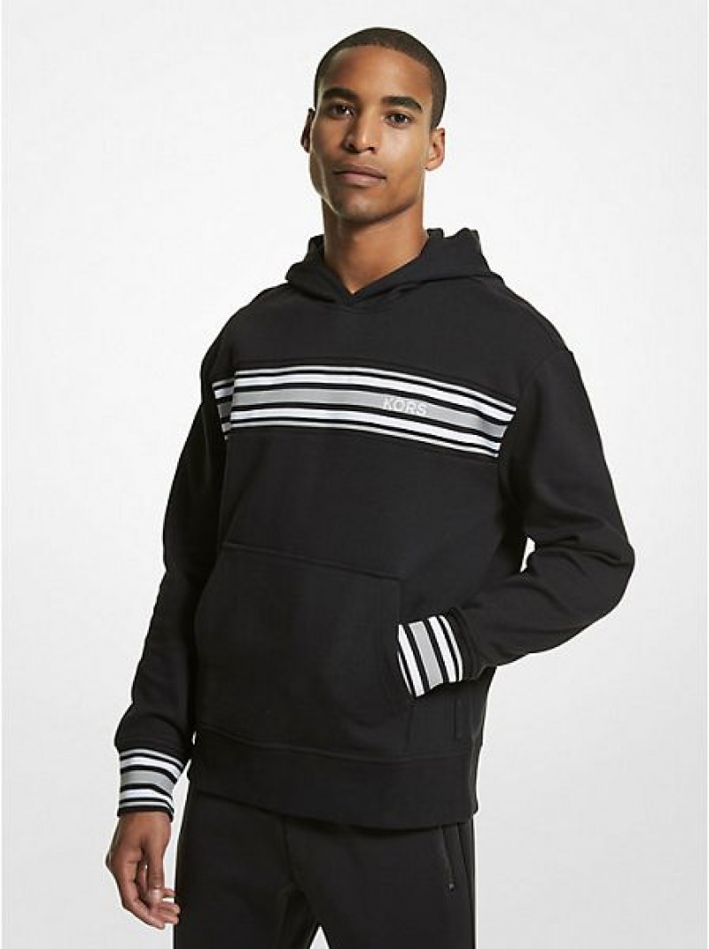 Michael Kors Gestreift Baumwoll Blend Hoodie Herren Schwarz | 526098-FQW