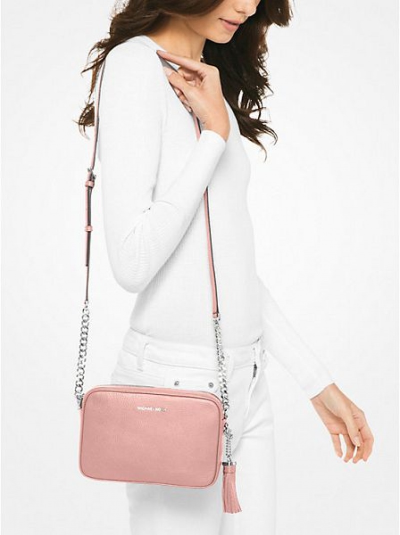 Michael Kors Ginny Leder crossbody taschen Damen Rosa | 931867-JEQ