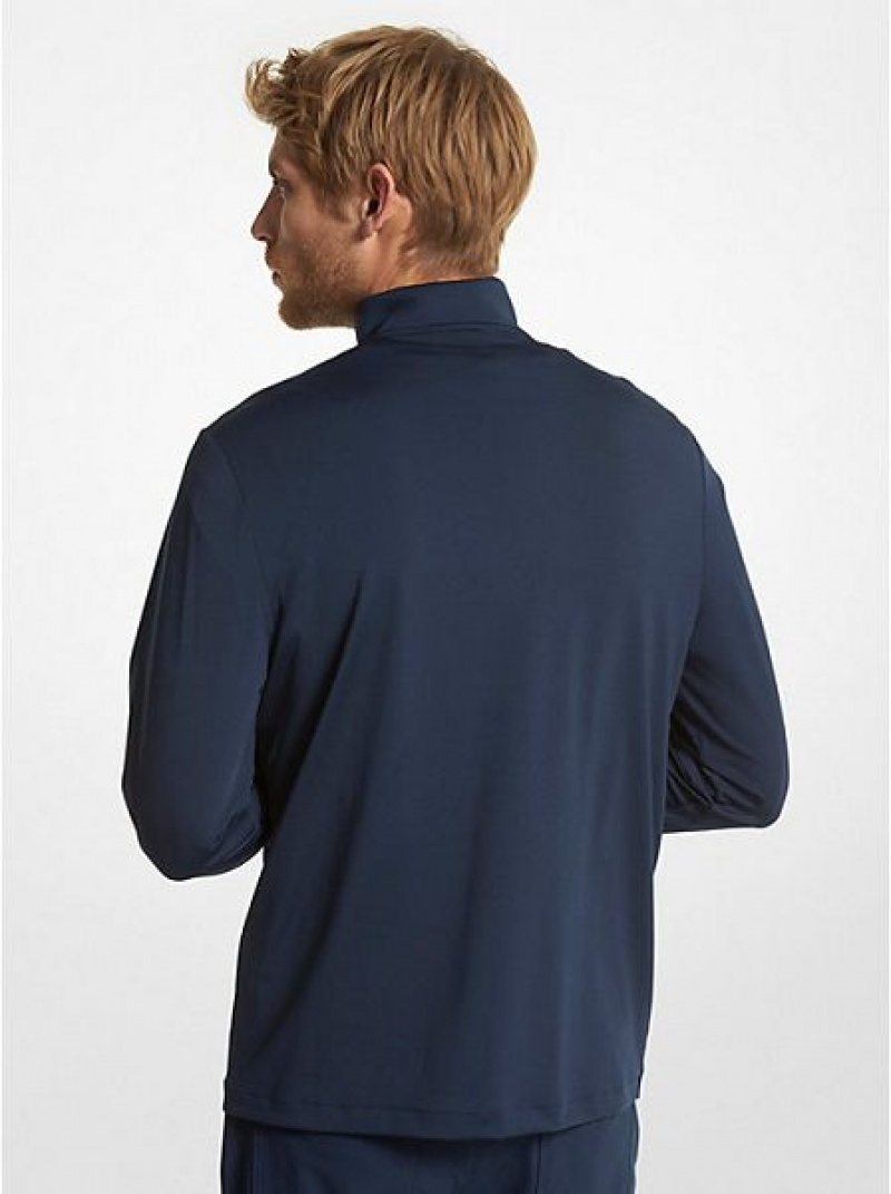 Michael Kors Golf Performance Quarter Zip Hoodie Herren Navy | 486370-ZVN