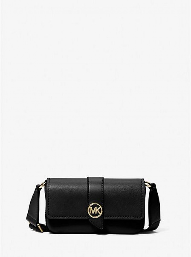 Michael Kors Greenwich Extra-small Saffiano Leder Sling crossbody taschen Damen Schwarz | 014729-KMD