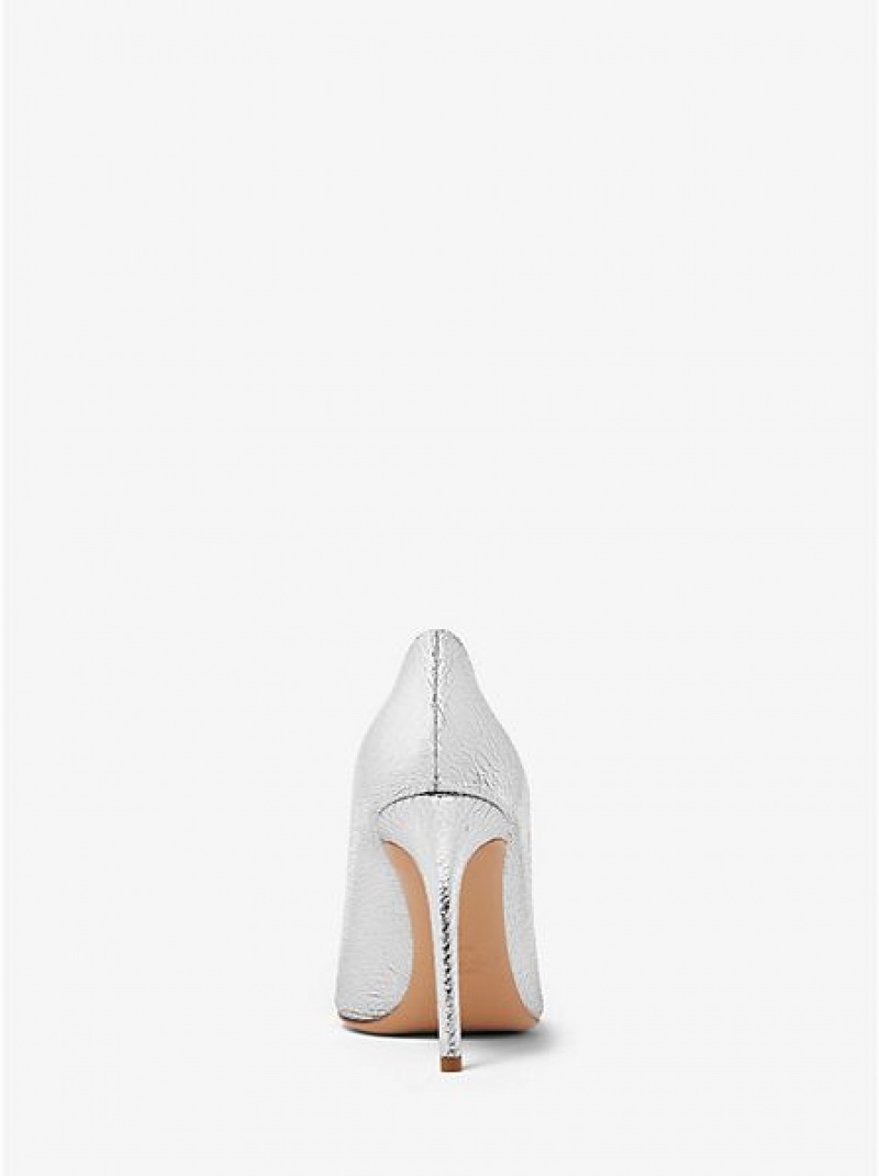 Michael Kors Gretel Crackled Leder Pumps Damen Silber | 352684-CWL