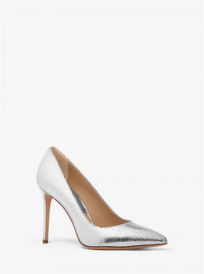 Michael Kors Gretel Crackled Leder Pumps Damen Silber | 352684-CWL