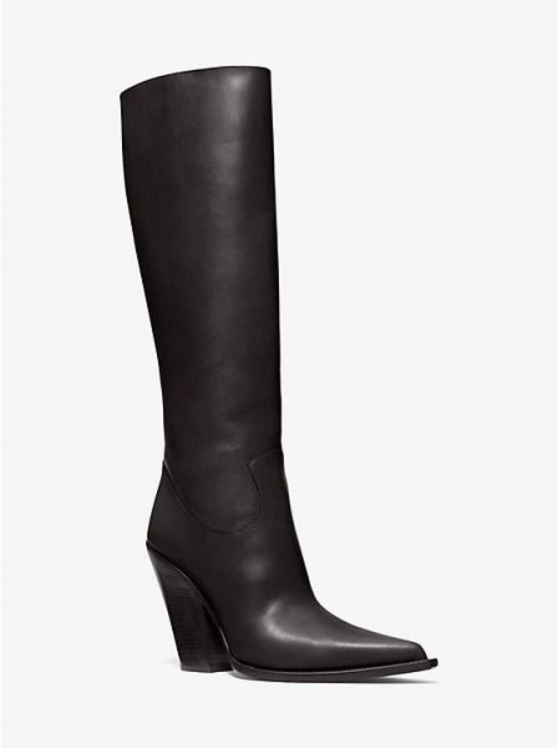 Michael Kors Gwen Lederstiefel Damen Schwarz | 376154-PLK