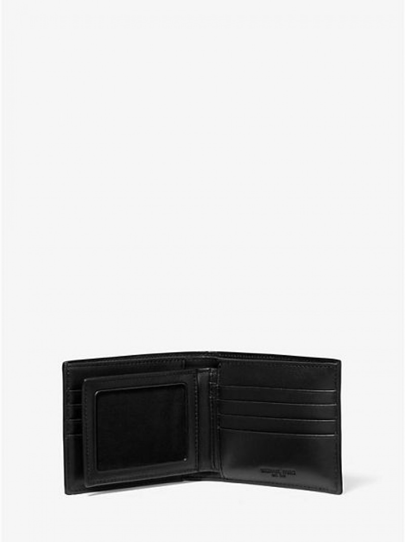 Michael Kors Harrison Crossgrain Leder Billfold With Passcase Geldbörse Herren Schwarz | 821045-WEK