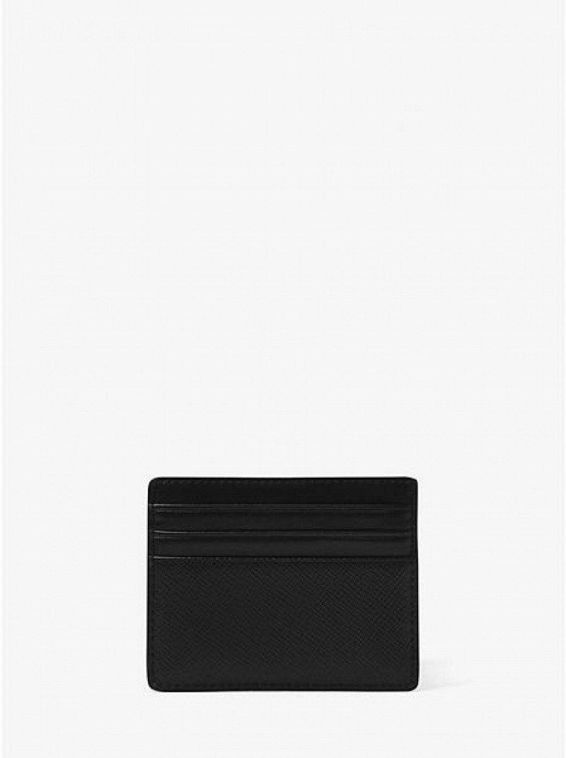 Michael Kors Harrison Crossgrain Leder Hohe Card Case Geldbörse Herren Schwarz | 863950-TGM