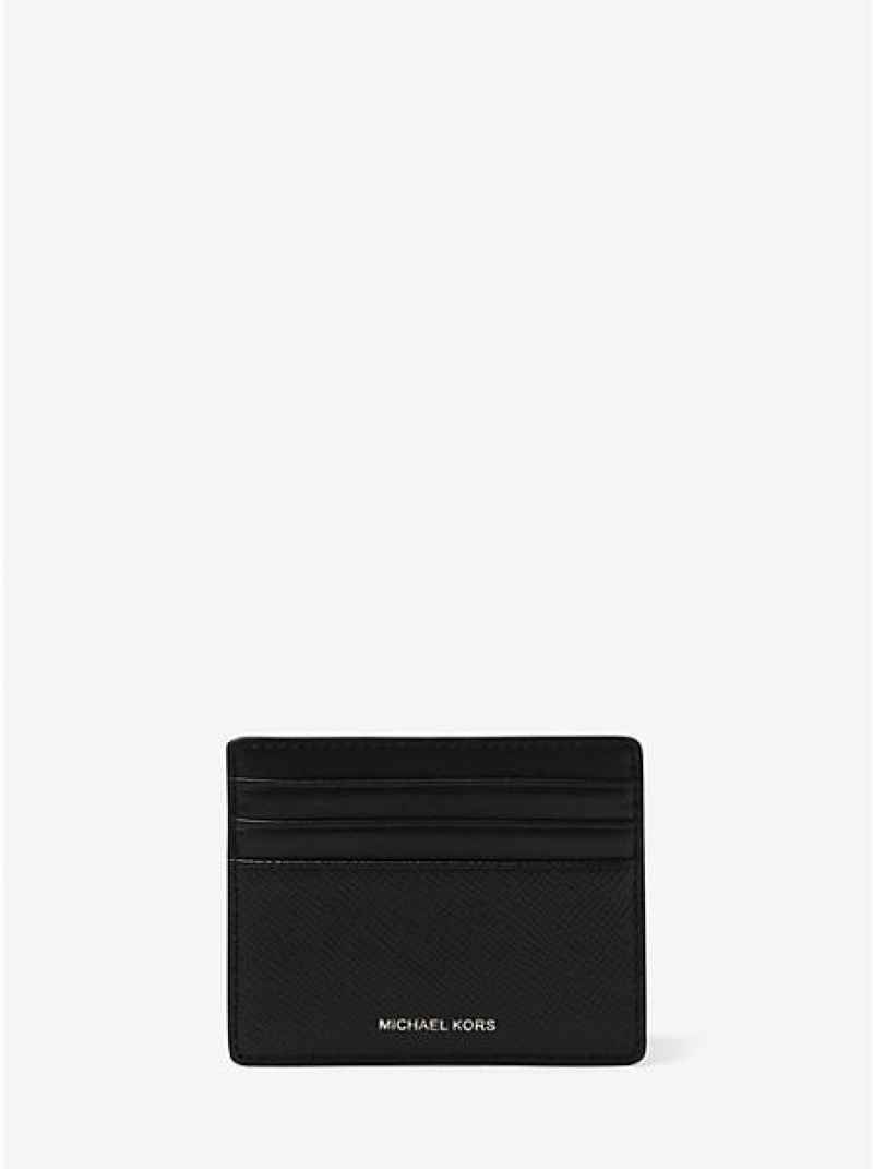 Michael Kors Harrison Crossgrain Leder Hohe Card Case Geldbörse Herren Schwarz | 863950-TGM