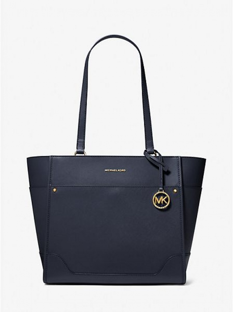 Michael Kors Harrison Large Leder Tragetaschen Damen Navy | 384152-XBP