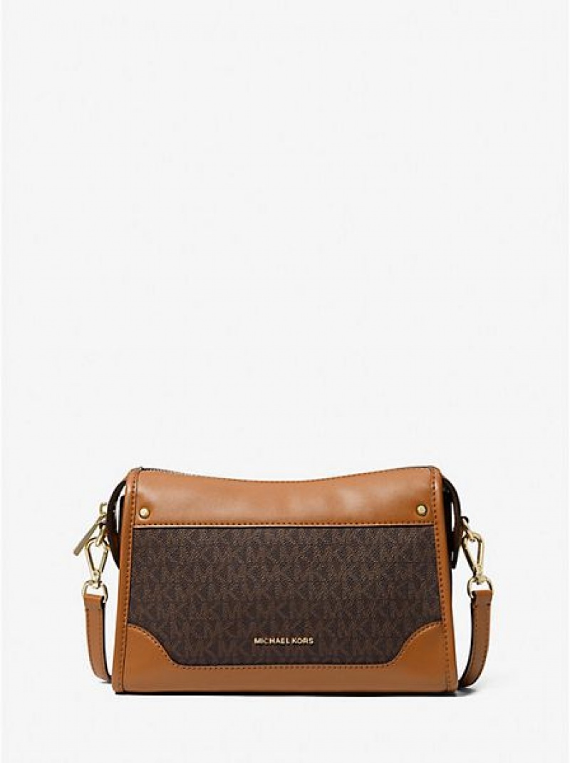 Michael Kors Harrison Large Logo crossbody taschen Damen Braun | 698257-EJO