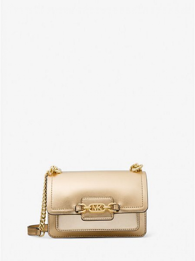 Michael Kors Heather Extra-small Metallic Leder crossbody taschen Damen Gold | 348065-KBW