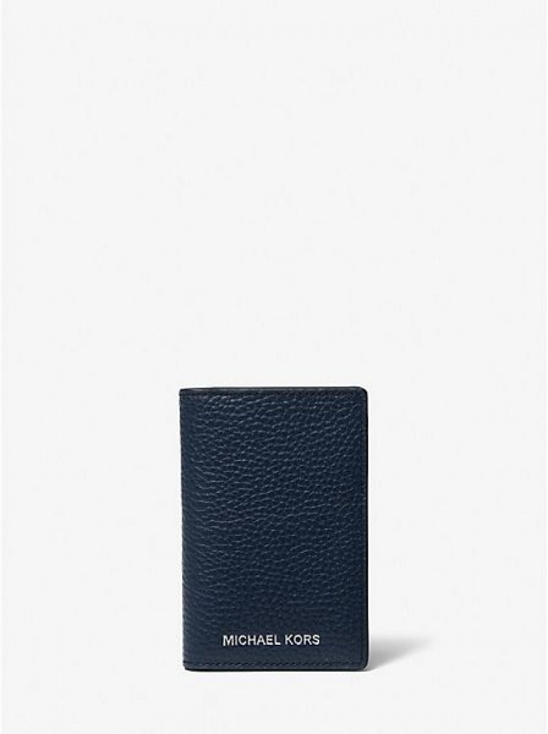 Michael Kors Hudson Leder Bi-fold Card Case Geldbörse Herren Navy | 053824-NRQ