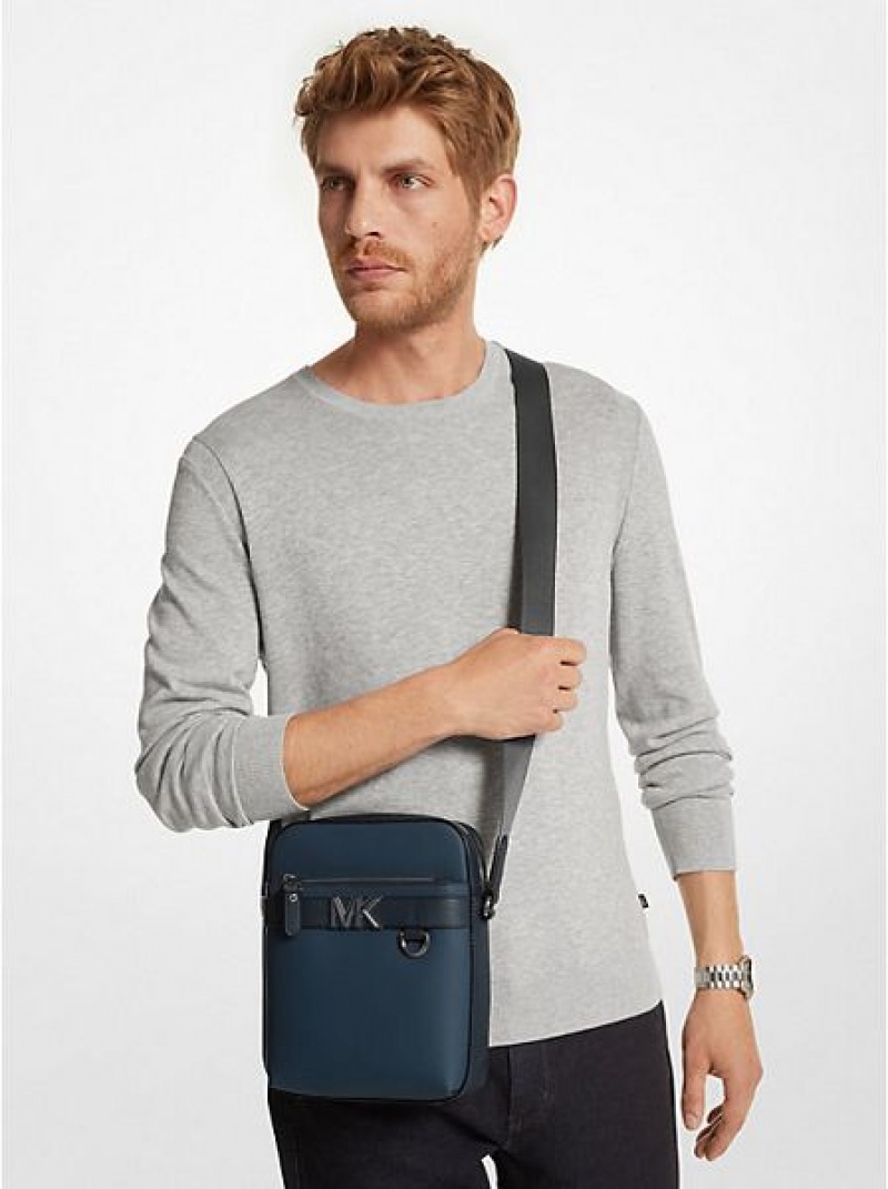 Michael Kors Hudson Leder crossbody taschen Herren Navy | 230145-VZQ