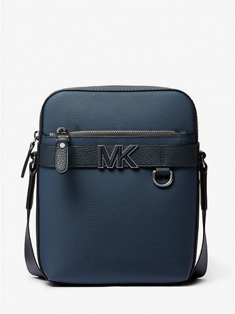 Michael Kors Hudson Leder crossbody taschen Herren Navy | 230145-VZQ