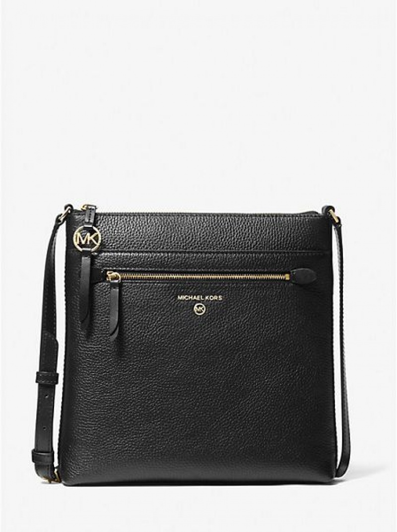 Michael Kors Jet Set Large Pebbled Leder crossbody taschen Damen Schwarz | 361948-ZWJ