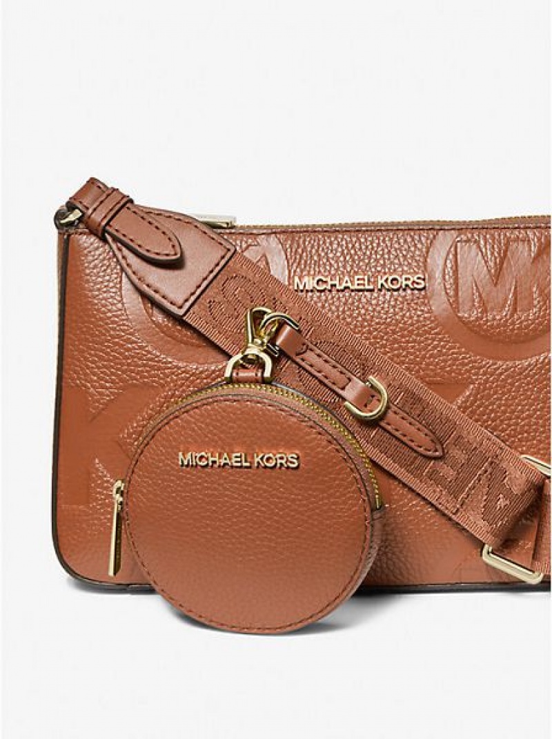 Michael Kors Jet Set Logo Embossed Leder crossbody taschen Damen Braun | 509473-YVS