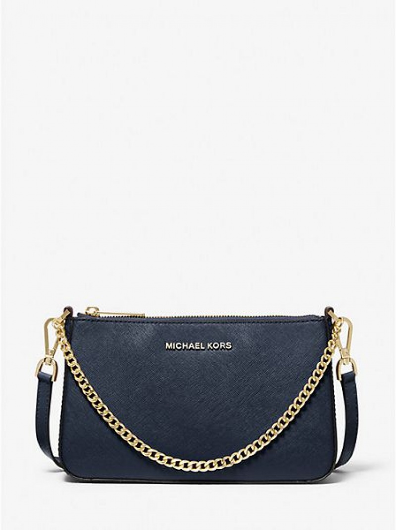 Michael Kors Jet Set Medium Saffiano Leder crossbody taschen Damen Navy | 462179-LKY