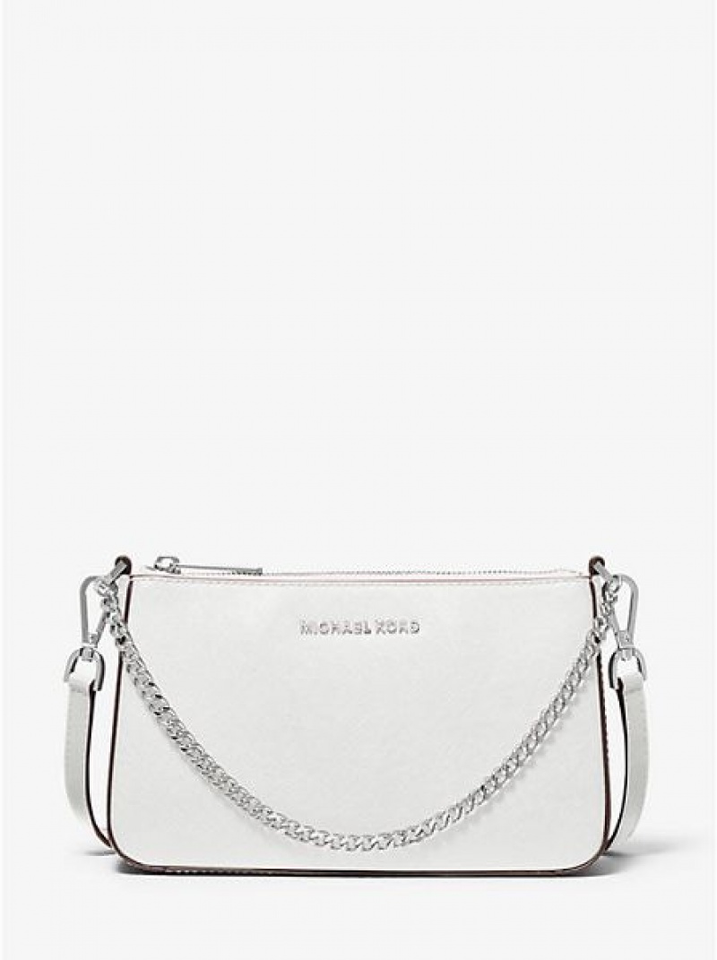 Michael Kors Jet Set Medium Saffiano Leder crossbody taschen Damen Weiß | 136490-GTV