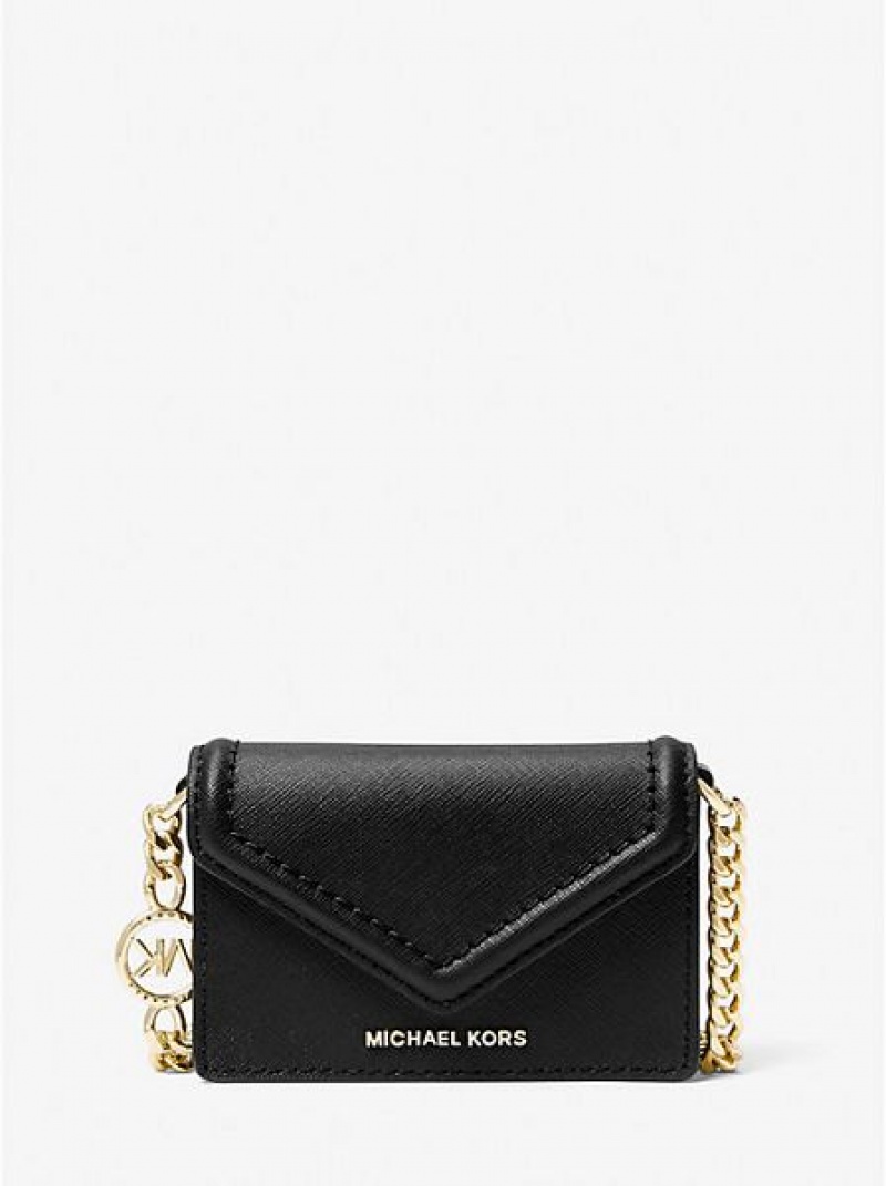 Michael Kors Jet Set Small Saffiano Leder Envelope crossbody taschen Damen Schwarz | 876530-IOJ