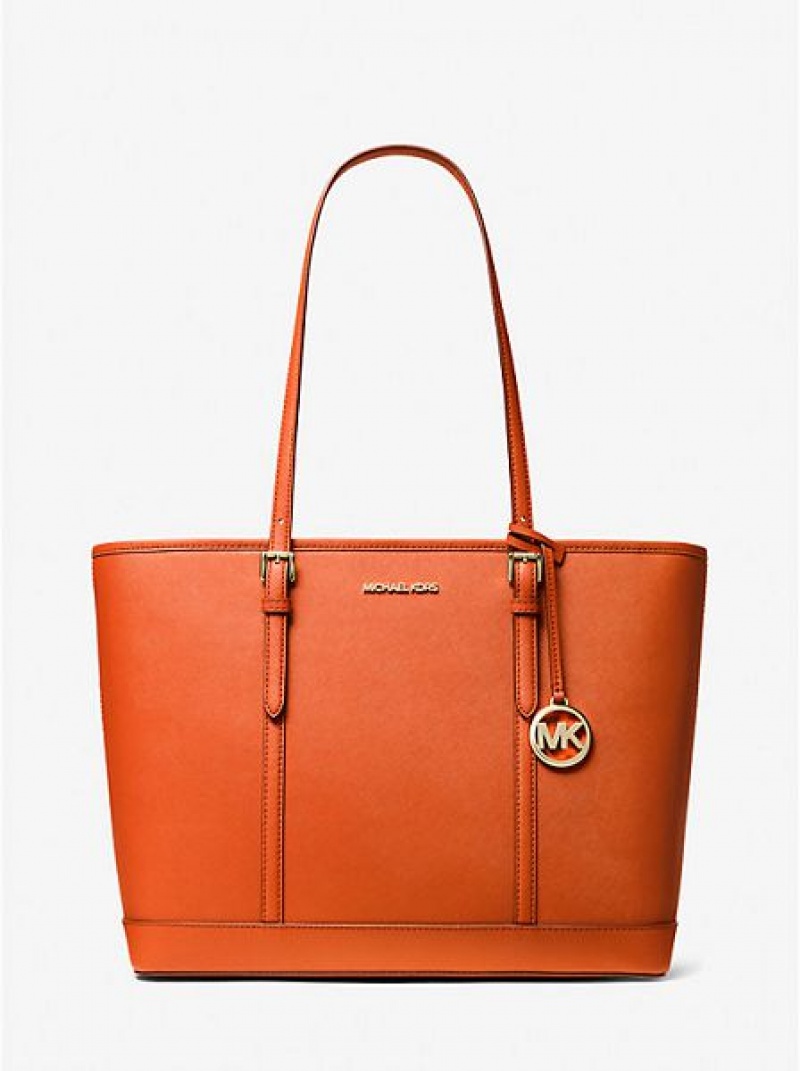 Michael Kors Jet Set Travel Large Saffiano Leder Tragetaschen Damen Rot | 587436-IRN