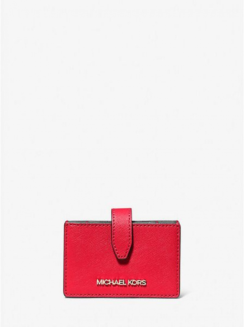 Michael Kors Jet Set Travel Medium Saffiano Leder Accordion Kartenhülle Damen Rot | 073865-KWQ