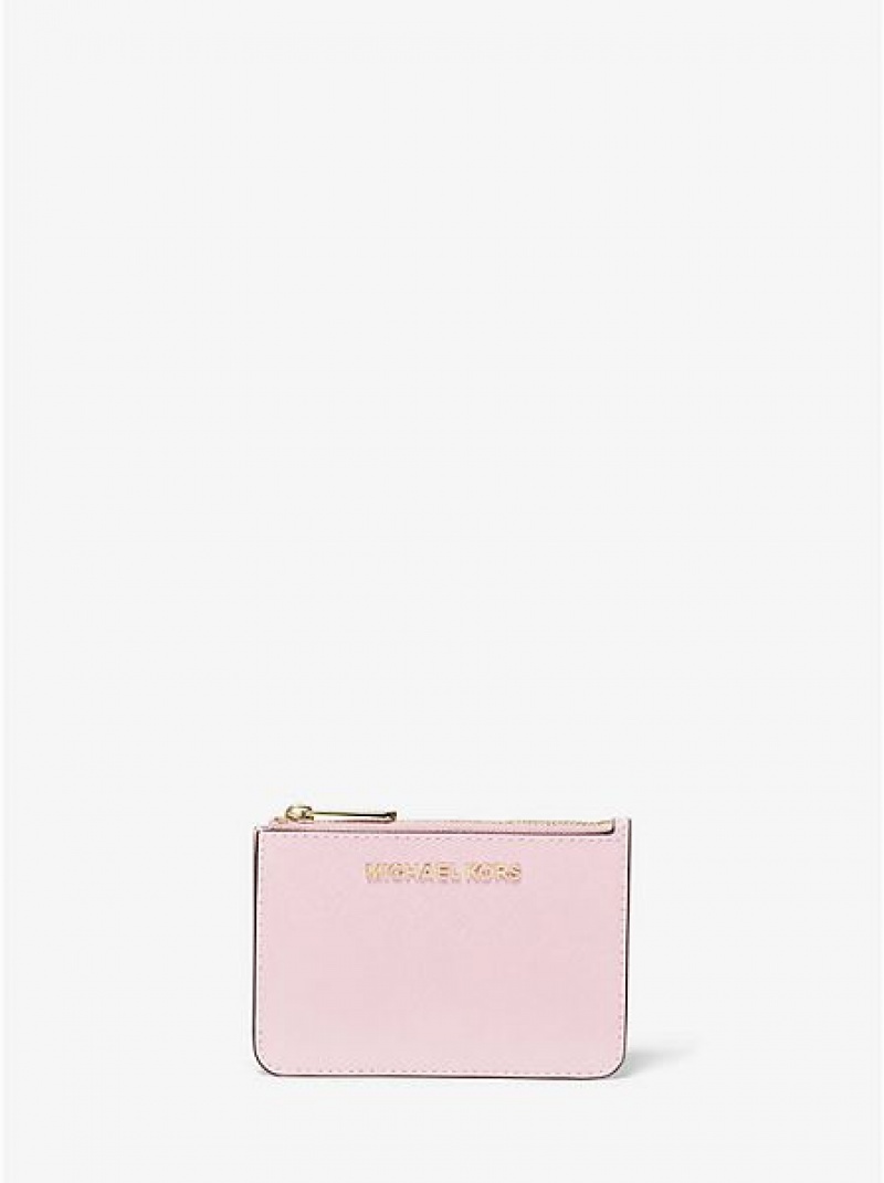 Michael Kors Jet Set Travel Small Saffiano Leder Münzgeldbörsen Damen Rosa | 471809-VZK