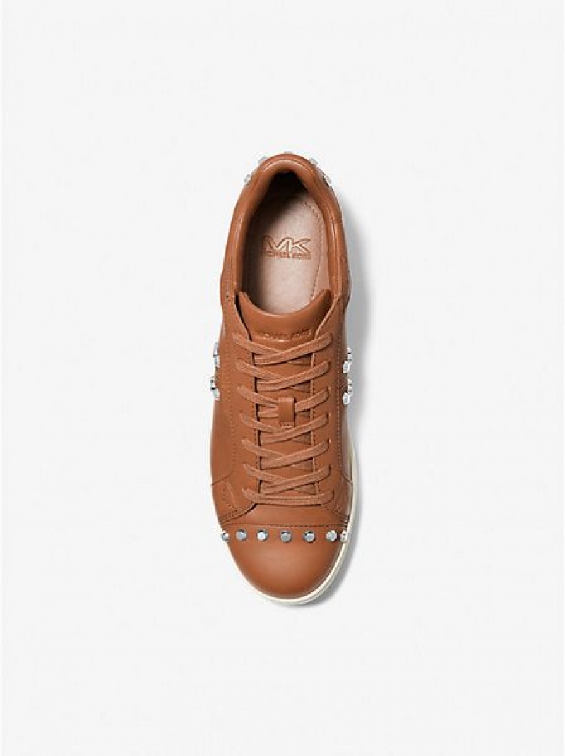 Michael Kors Keating Studded Leder Sneakers Herren Braun Weiß | 961548-OXL