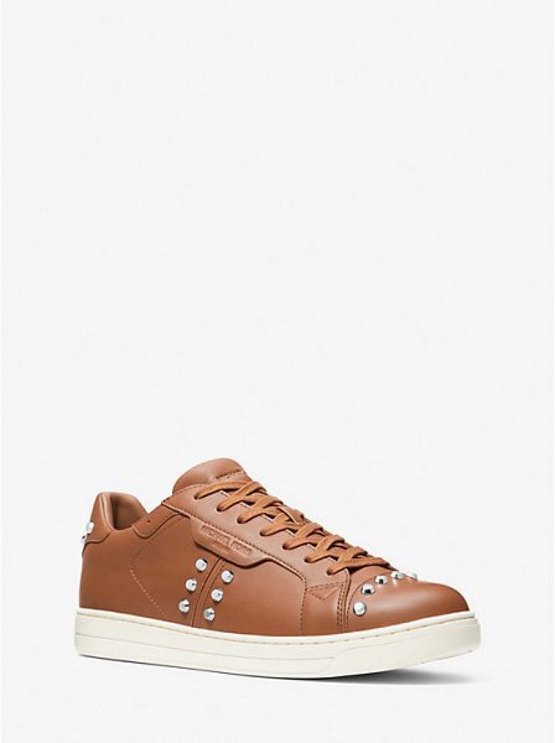 Michael Kors Keating Studded Leder Sneakers Herren Braun Weiß | 961548-OXL