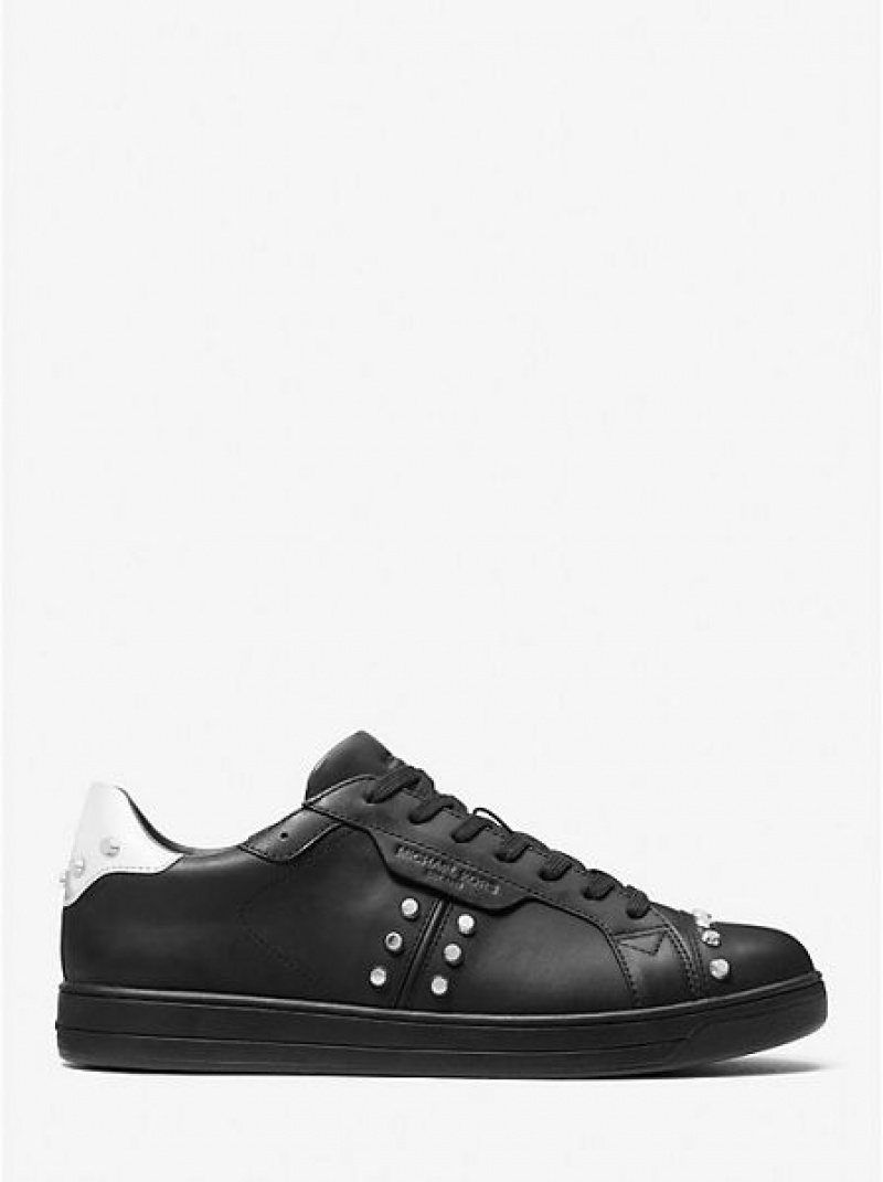 Michael Kors Keating Studded Leder Sneakers Herren Schwarz | 687049-BPZ