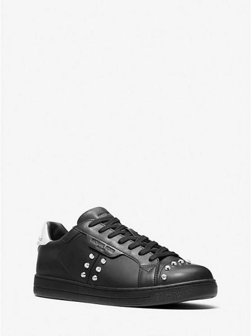 Michael Kors Keating Studded Leder Sneakers Herren Schwarz | 687049-BPZ