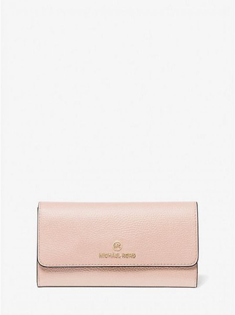 Michael Kors Large Pebbled Leder Tri-fold Geldbörse Damen Rosa | 497583-CMW