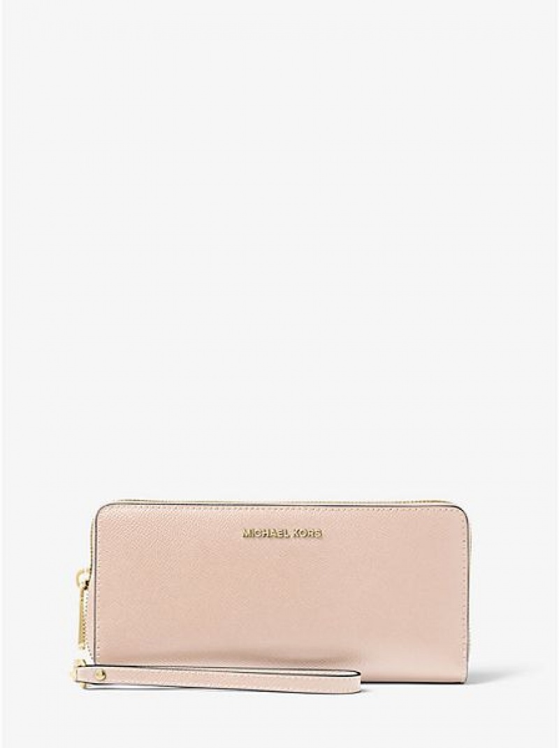 Michael Kors Leder Continental Geldbörse Damen Rosa | 204153-GEY