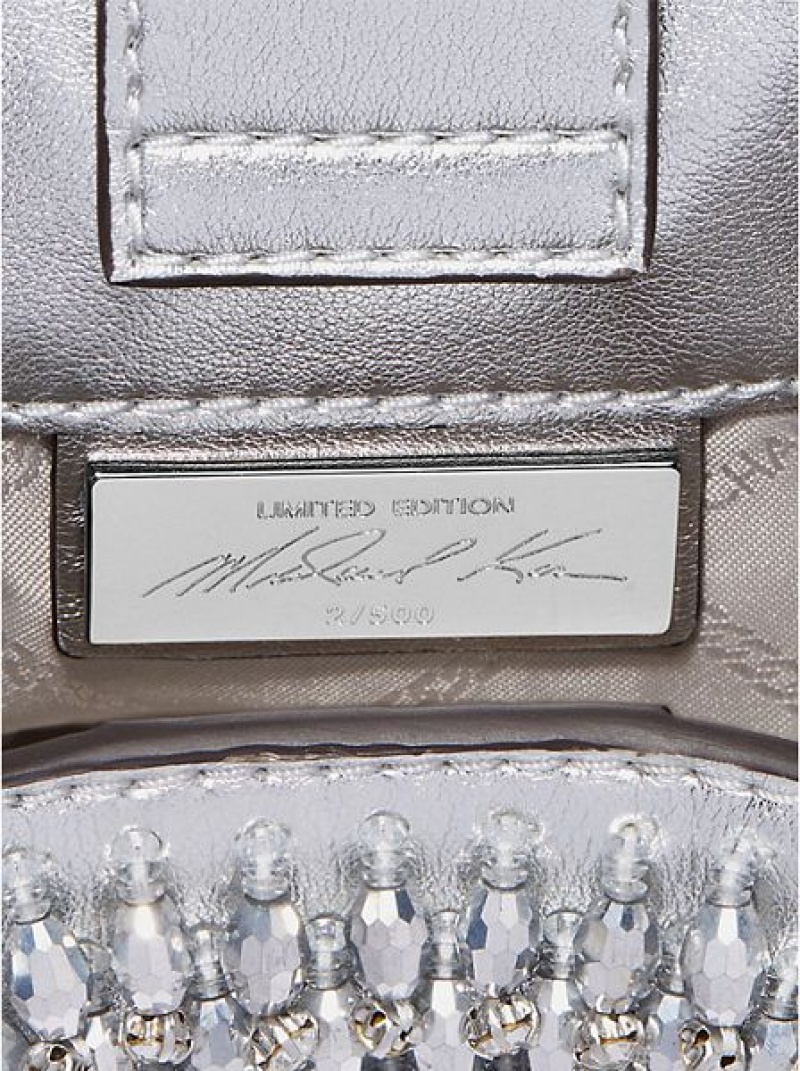 Michael Kors Limited-edition Rosie Extra-small Embellished Metallic Faux Leder Schultertaschen Damen Silber | 704198-ULE