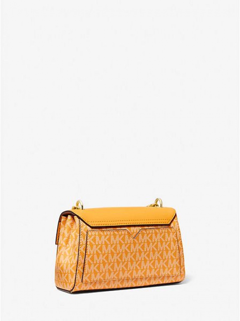 Michael Kors Lita Small Two-tone Logo And Leder crossbody taschen Damen Mehrfarbig | 208396-GAH