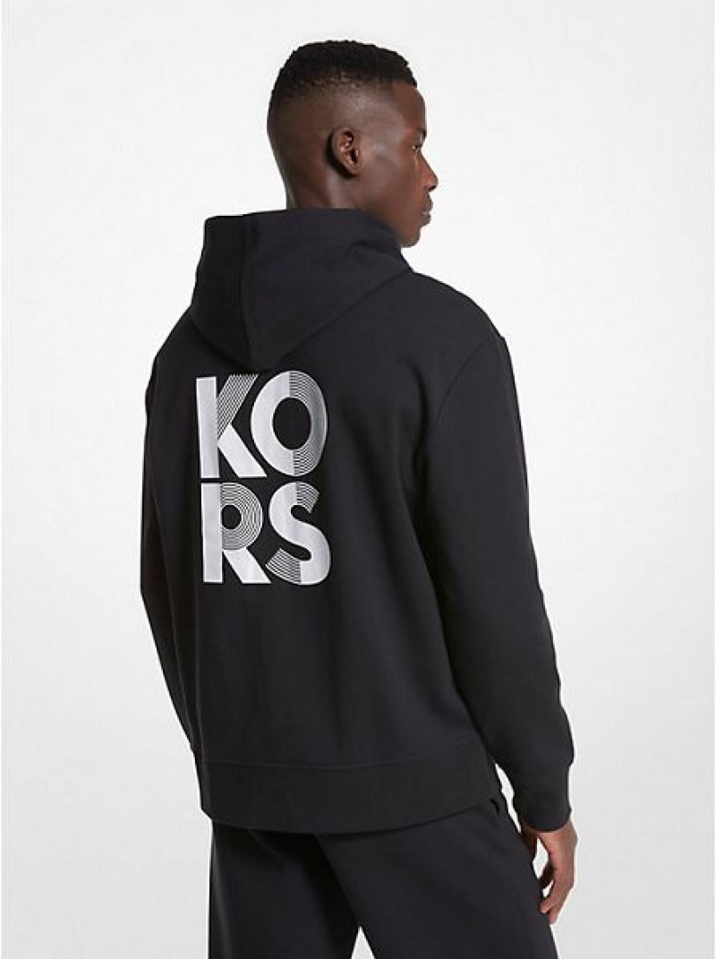 Michael Kors Logo Baumwoll Blend Hoodie Herren Schwarz | 590681-FHV