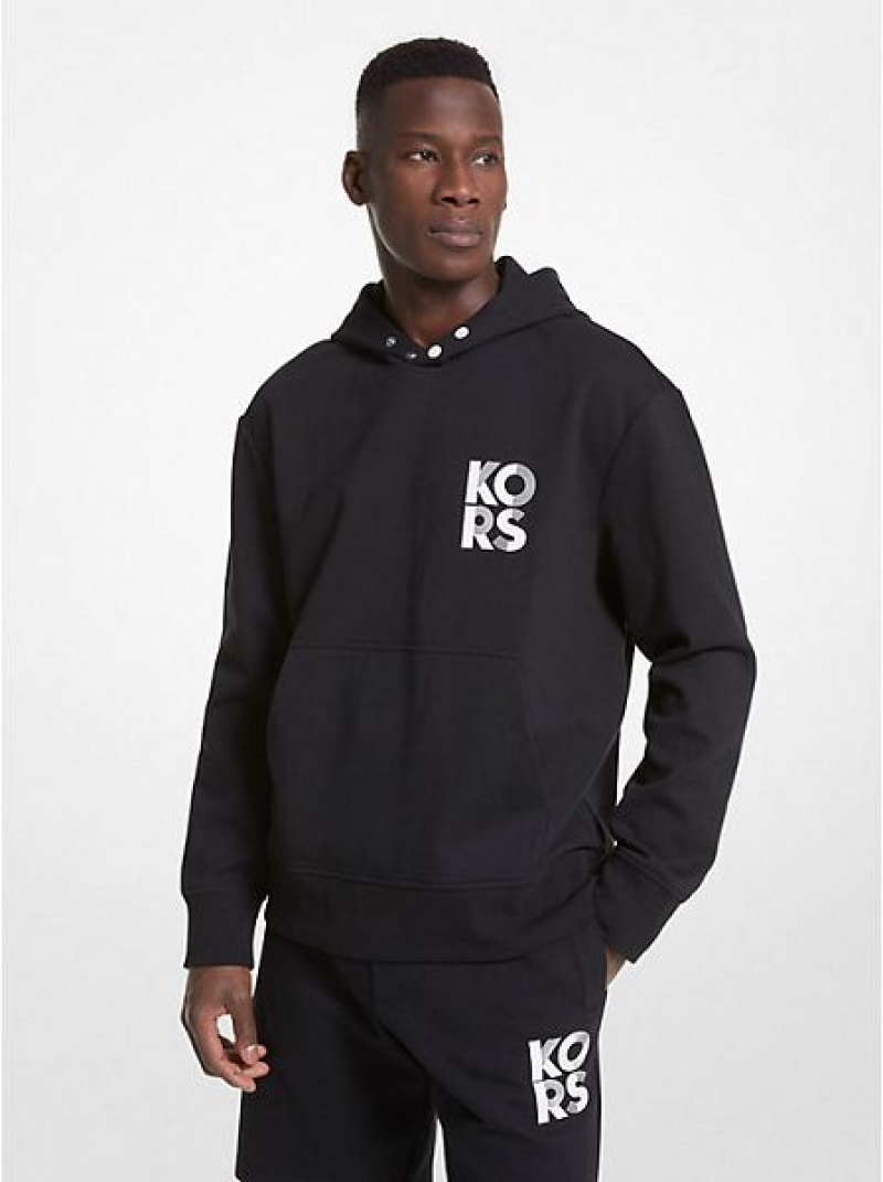 Michael Kors Logo Baumwoll Blend Hoodie Herren Schwarz | 590681-FHV