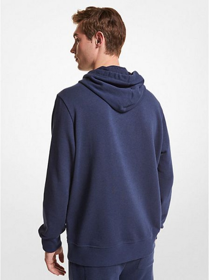 Michael Kors Logo Baumwoll Hoodie Herren Indigo | 624590-KFH