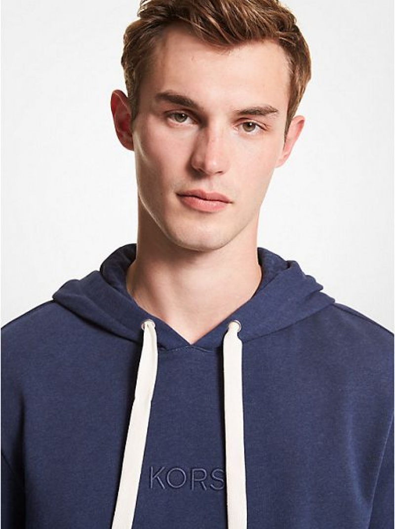 Michael Kors Logo Baumwoll Hoodie Herren Indigo | 624590-KFH