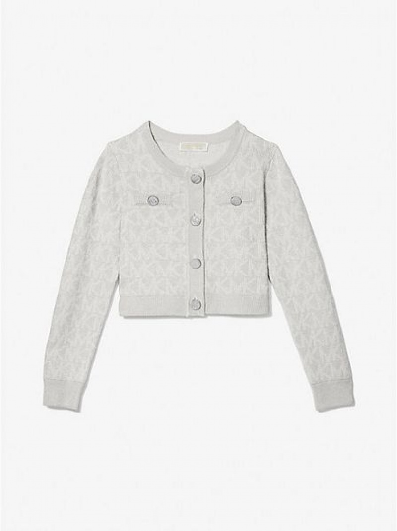 Michael Kors Logo Jacquard Strickjacke Kinder Grau | 649201-SKU