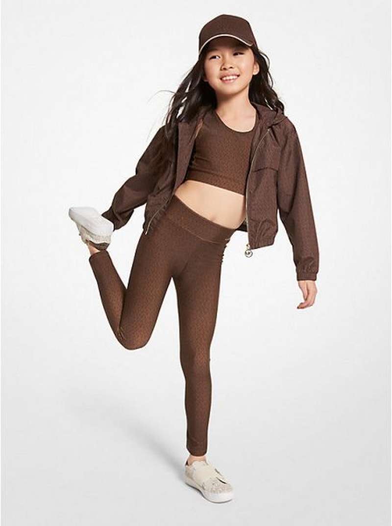 Michael Kors Logo Stretch Jersey Leggings Kinder Schokolade | 201978-ZMD