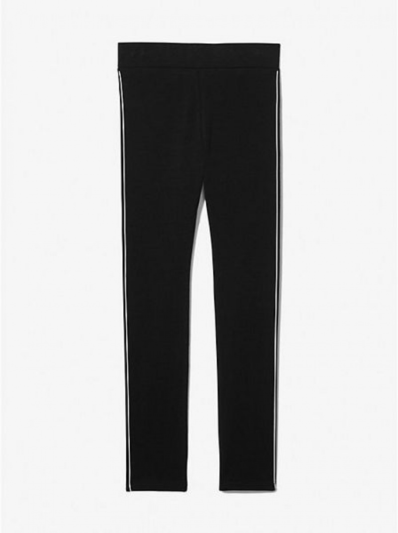 Michael Kors Logo Tape Stretch Baumwoll Leggings Kinder Schwarz | 427680-ZIS