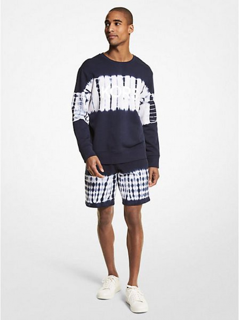 Michael Kors Logo Tie Dye Baumwoll Sweatshirts Herren Navy | 906254-OJT